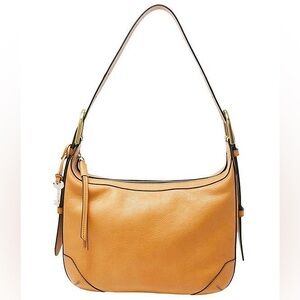 New Fossil Hannah Hobo Amber Gold Leather Bag